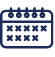 Calendar icon with days marked, representing a schedule or event planning concept.